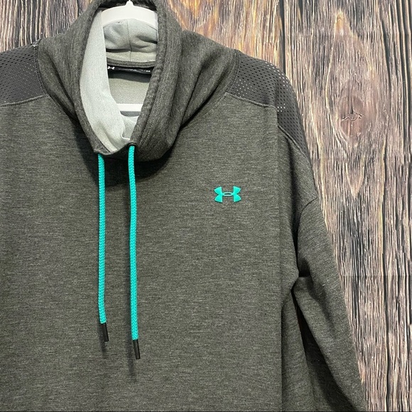Under Armour | grey and aqua cowl neck sweatshirt - Picture 2 of 4